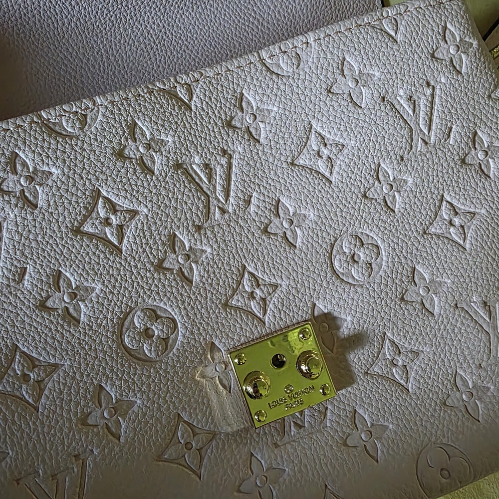 Source Unknown Pink Embossed Monogram Shoulder Ba… - image 4